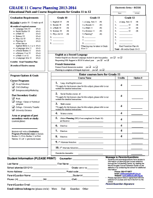 Grade 11 Course Planning Form