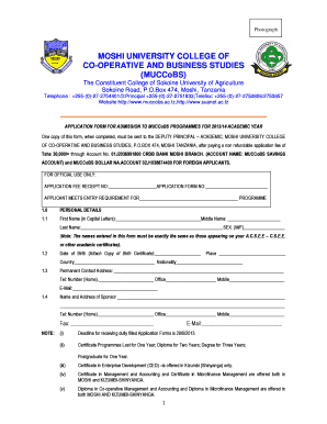 MUCCoBS Admission Application Form