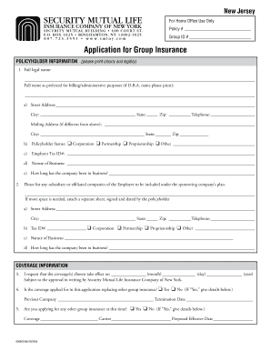 New Jersey Group Insurance Application