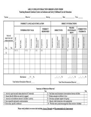 Adult-Child Interaction Observation Form