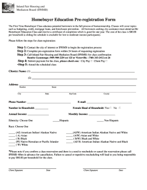 Homebuyer Education Pre-registration Form