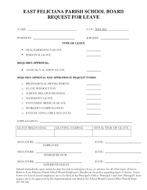 East Feliciana Parish School Board Leave Request Form