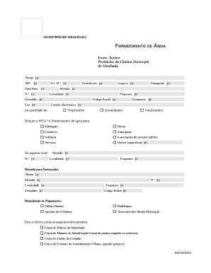 Formulário de Pedido de Fornecimento de Água