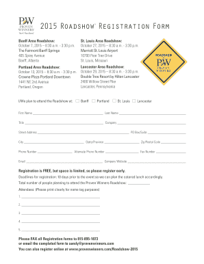 Proven Winners Roadshow Registration Form