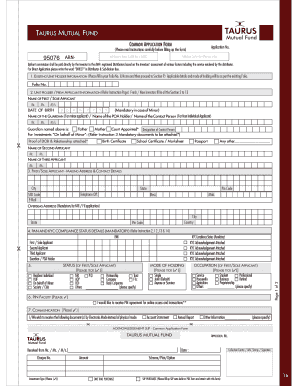 Taurus Mutual Fund Common Application Form