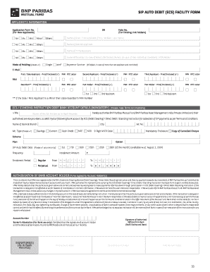 SIP Auto Debit Facility Form