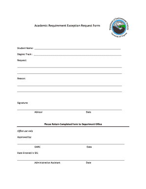 Academic Requirement Exception Request Form