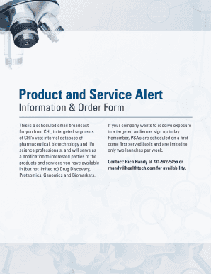Product and Service Alert Order Form