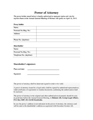 Power of Attorney for Shareholder Voting