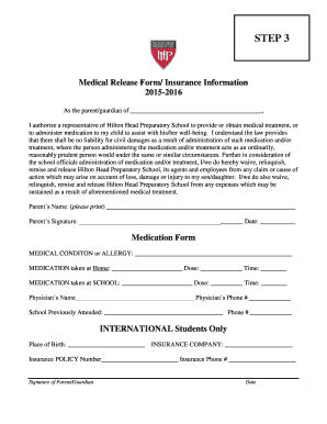 Medical Release Form for School