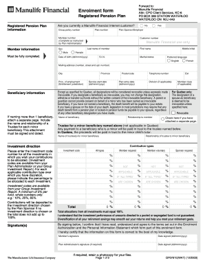 Manulife Financial Enrolment Form