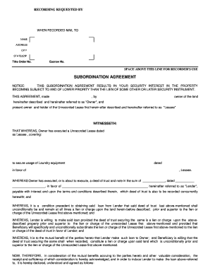 Subordination Agreement for Real Property
