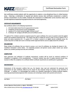 Certificate Declaration Form