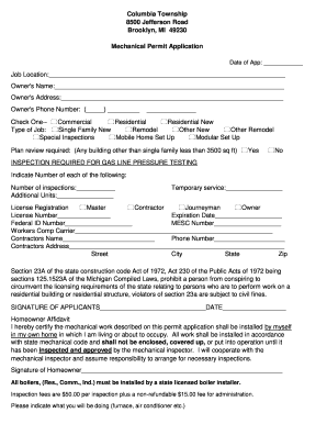 Mechanical Permit Application