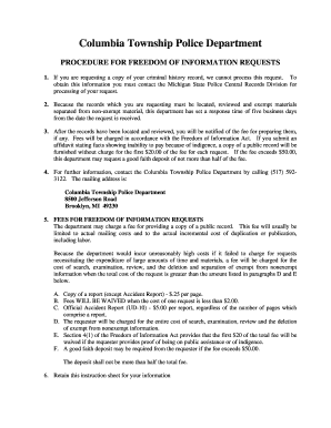 Michigan Freedom of Information Request Form