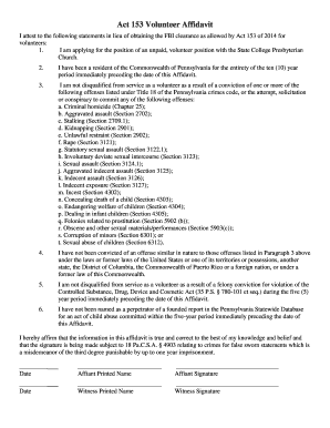 Act 153 Volunteer Affidavit