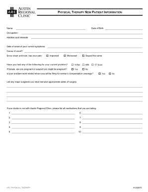 Physical Therapy New Patient Packet
