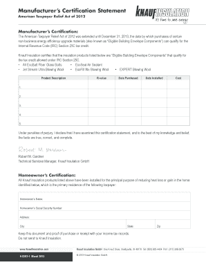 Manufacturer’s Certification Statement