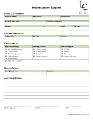 Student Action Request Form