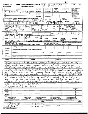 Aiken County Sheriff's Incident Report