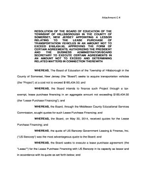 Attachment C-4 Vehicle Lease Purchase Resolution - board hillsborough k12 nj