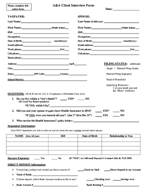 A&A Client Interview Form
