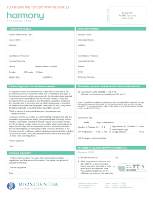 Harmony Prenatal Test Consent Form