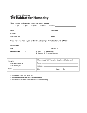 Habitat for Humanity Donation Form