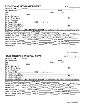RPOA Tenant Information Sheet