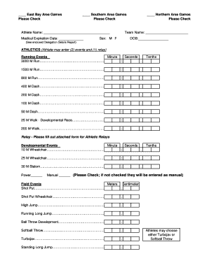 Special Olympics Event Registration Form