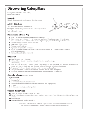 Caterpillars Recipe Activity