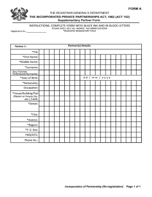 Supplementary Partner Form