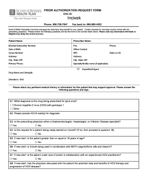Prior Authorization Request Form for Incivek