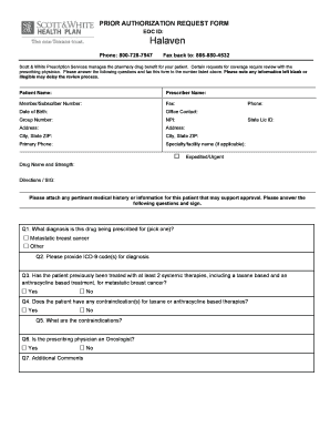 Prior Authorization Request Form