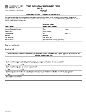 Prior Authorization Request Form for Noxafil