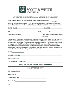 Automatic Payment System Authorization Agreement