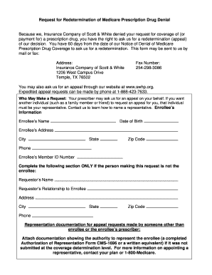 Request for Redetermination of Medicare Prescription Drug Denial