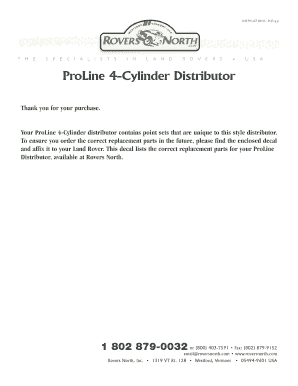 Land Rover Distributor Instructions Feedback Form