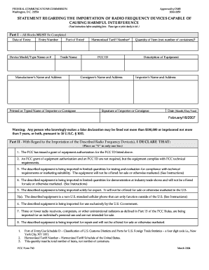 FCC Form 740 - Radio Frequency Device Import Statement