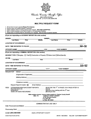 Charles County Sheriff's Office Multiple Request Form
