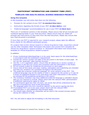 Participant Information and Consent Form Template