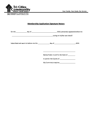 Membership Application Notary Form