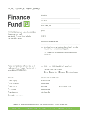 Finance Fund Donation Form