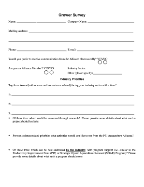 Grower Survey Form