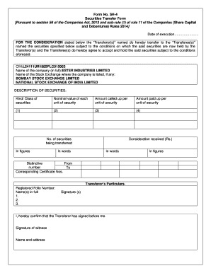 Securities Transfer Form SH-4