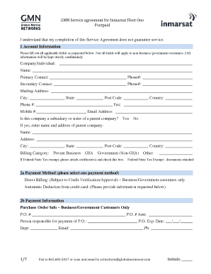 GMN Inmarsat Fleet One Service Agreement
