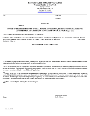 Notice of Trustee's Final Report and Applications for Compensation