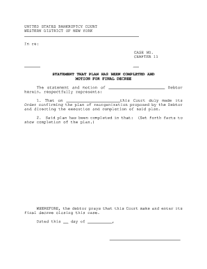 Motion for Final Decree in Chapter 11 Bankruptcy