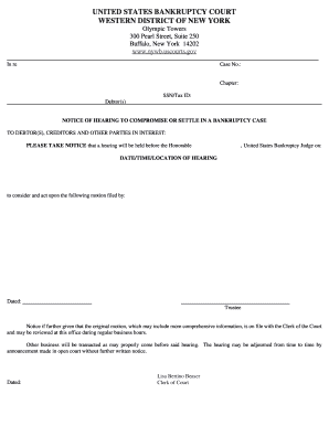 Notice of Hearing to Compromise or Settle in a Bankruptcy Case