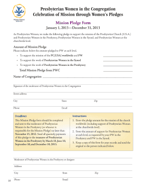 Presbyterian Women Mission Pledge Form